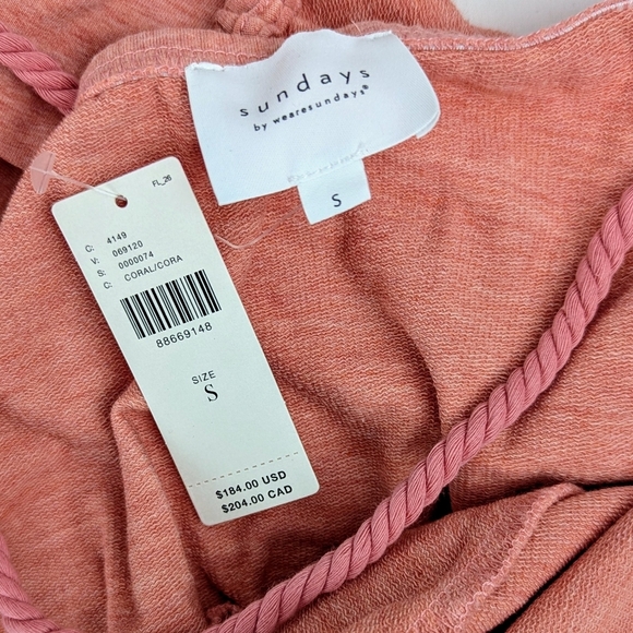 Sundays Anthropologie Ember Mini Dress Halter Neckline Smocked Waist Coral S NWT - Picture 15 of 15